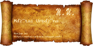 Mátai Urbána névjegykártya